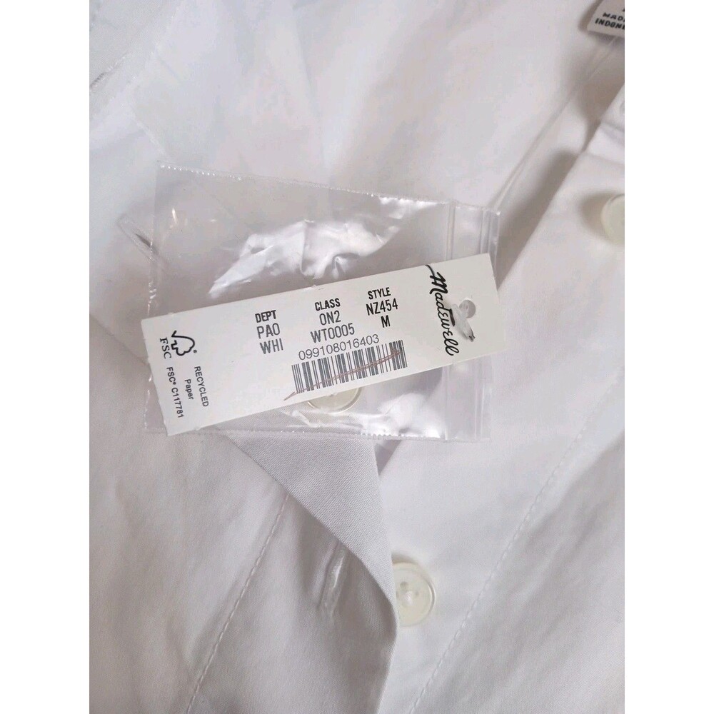 Madewell Women Medium White Straight Hem Top  Poplin Short Sleeve Cotton Relaxed - Picture 12 of 14